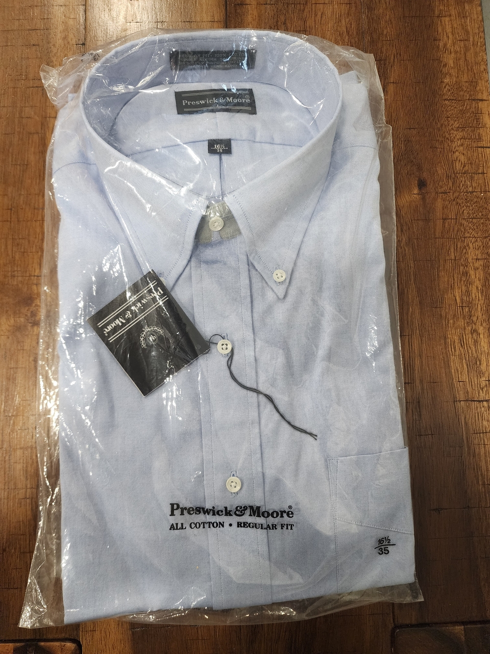 NWT Preswick & Moore Men's Regular Fit Dress Shirt Light Blue 16.5 34/35 All Cot